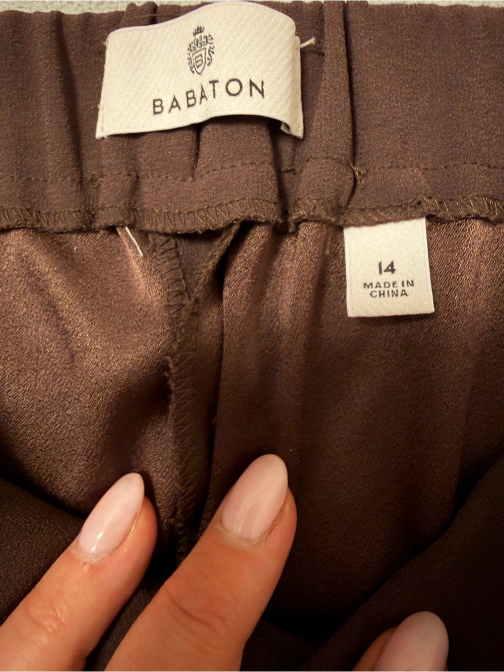 Aritzia Babaton Vanitas Satin Pants Coffee Bean Brown Cropped Size 14 - Picture 2 of 6